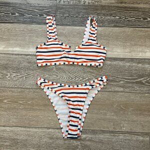 Shein Swimwear Sz M Red White & Blue Bikini Set Top & Bottom Patriotic!